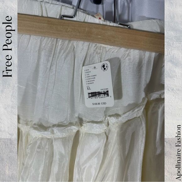 FREE PEOPLE REALITY CHECK TIERED MIDI SKIRT IN IVORY XL NWT - Picture 7 of 10